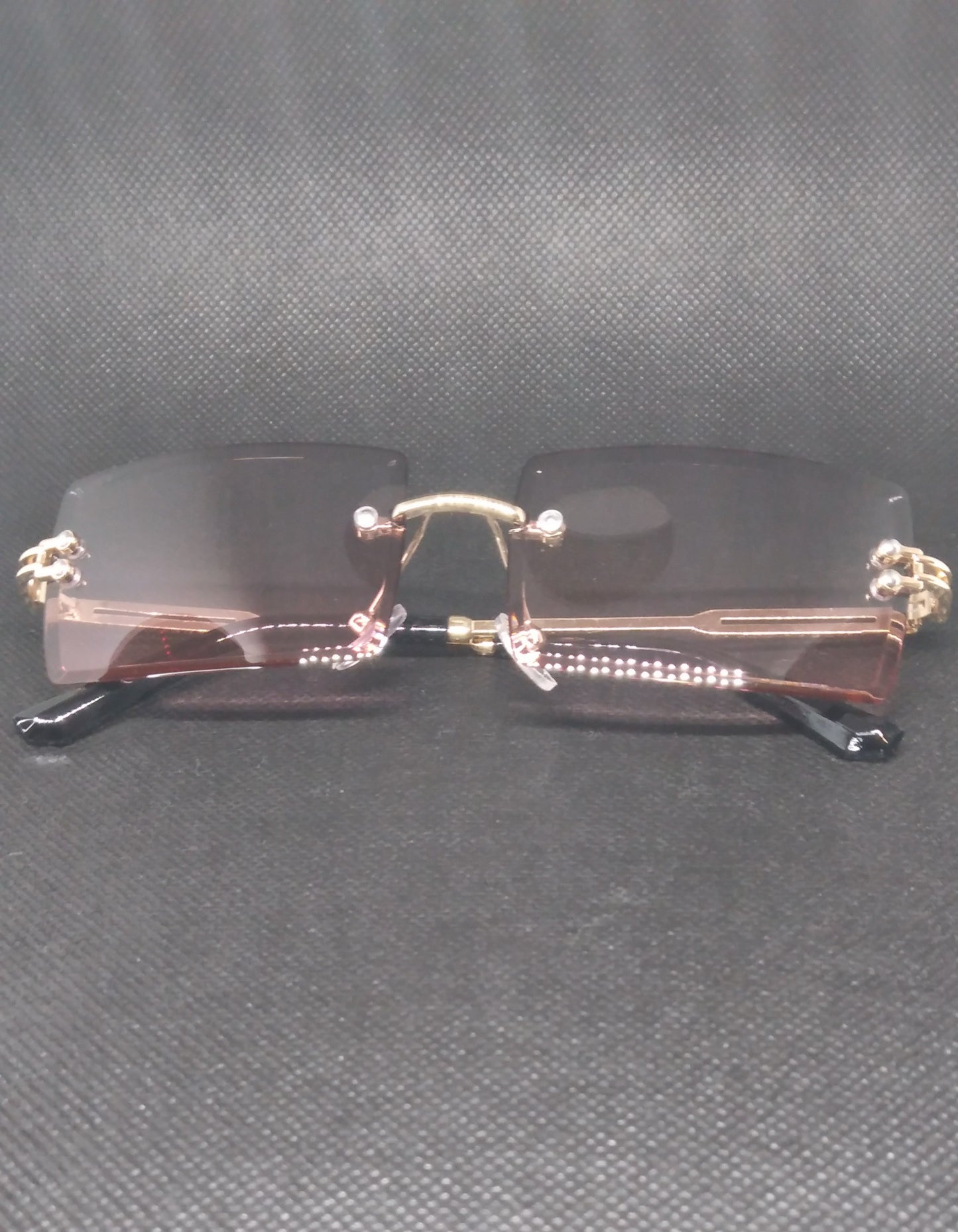 Grey pink Vintage Shades - Rimless Retro Fashion Glasses