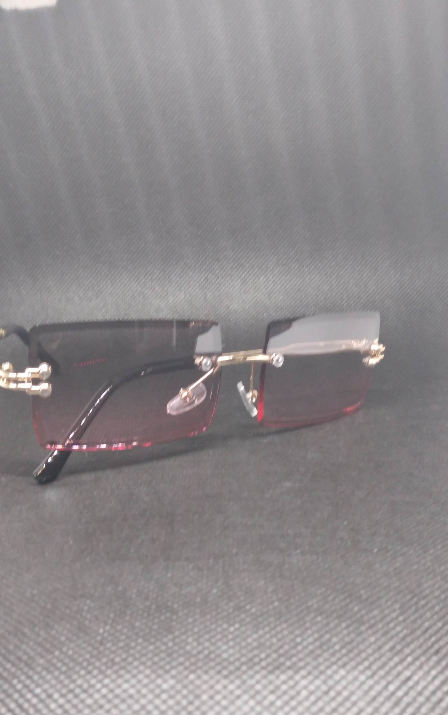 Grey pink Vintage Shades - Rimless Retro Fashion Glasses