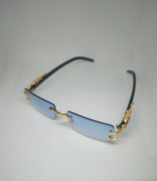 Blue lens Rimless Retro Fashion Glasses